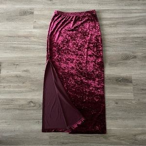 Velvet Double slit maxi skirt